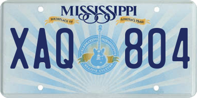 MS license plate XAQ804