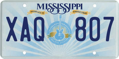 MS license plate XAQ807