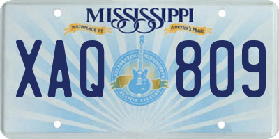 MS license plate XAQ809