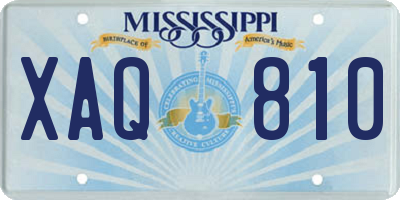 MS license plate XAQ810