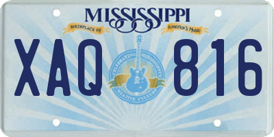 MS license plate XAQ816