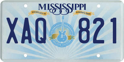 MS license plate XAQ821