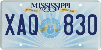 MS license plate XAQ830