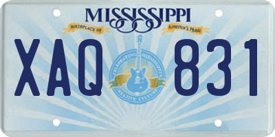 MS license plate XAQ831