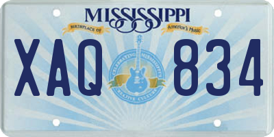 MS license plate XAQ834