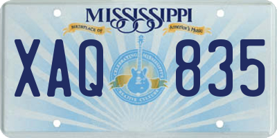 MS license plate XAQ835