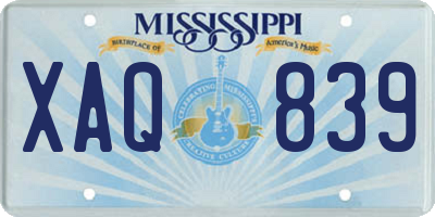 MS license plate XAQ839