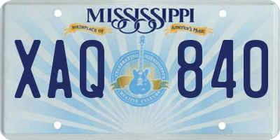 MS license plate XAQ840