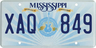 MS license plate XAQ849
