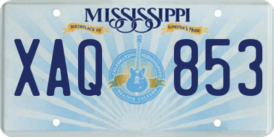 MS license plate XAQ853
