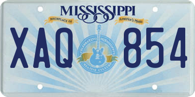 MS license plate XAQ854