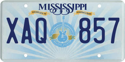 MS license plate XAQ857