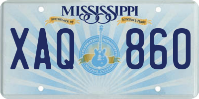 MS license plate XAQ860