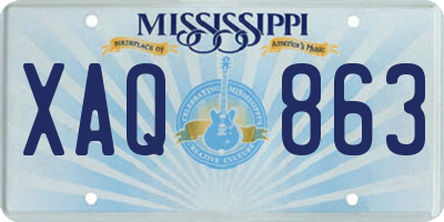 MS license plate XAQ863