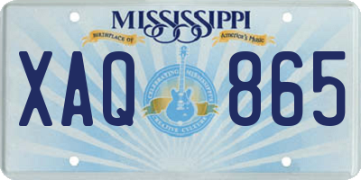 MS license plate XAQ865