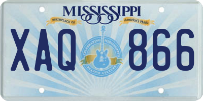 MS license plate XAQ866