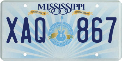MS license plate XAQ867