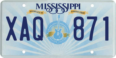 MS license plate XAQ871