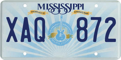 MS license plate XAQ872