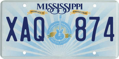 MS license plate XAQ874