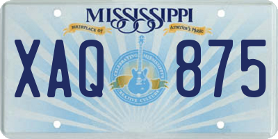 MS license plate XAQ875