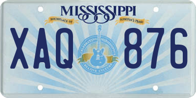 MS license plate XAQ876