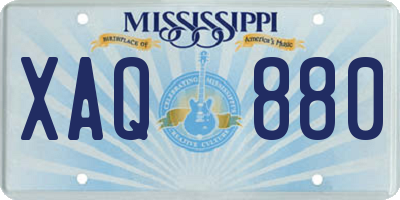 MS license plate XAQ880