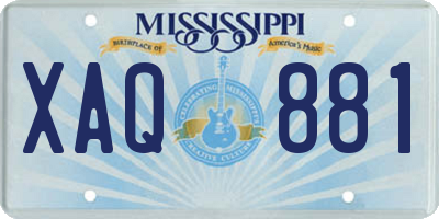 MS license plate XAQ881
