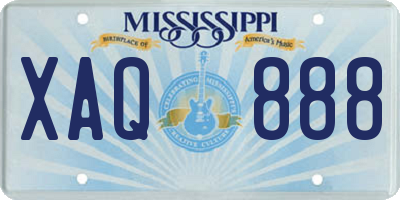 MS license plate XAQ888