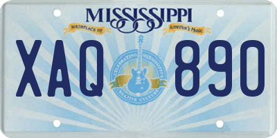 MS license plate XAQ890