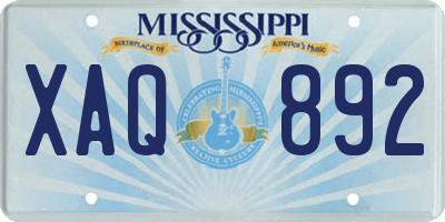 MS license plate XAQ892