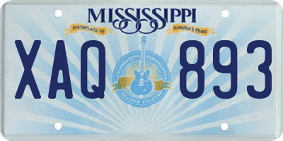 MS license plate XAQ893