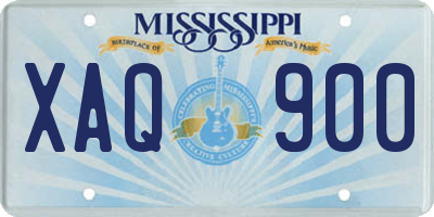 MS license plate XAQ900
