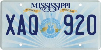 MS license plate XAQ920