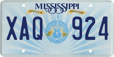 MS license plate XAQ924