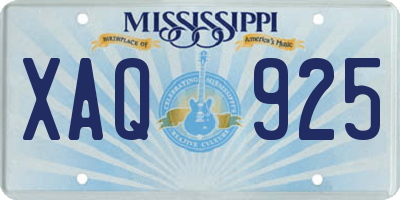 MS license plate XAQ925