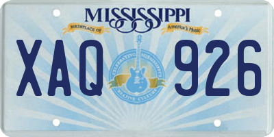 MS license plate XAQ926