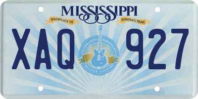 MS license plate XAQ927
