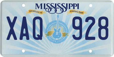 MS license plate XAQ928