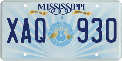 MS license plate XAQ930