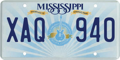 MS license plate XAQ940