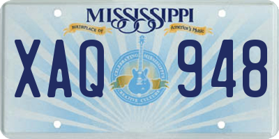 MS license plate XAQ948