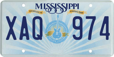 MS license plate XAQ974