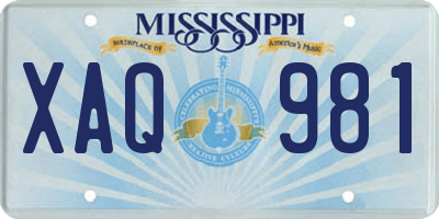 MS license plate XAQ981
