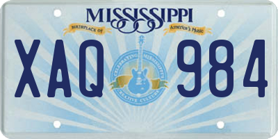MS license plate XAQ984