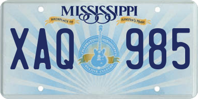 MS license plate XAQ985