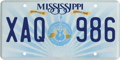 MS license plate XAQ986