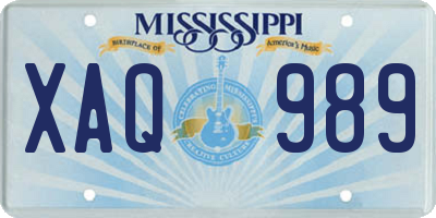 MS license plate XAQ989
