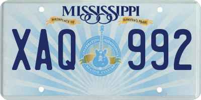 MS license plate XAQ992