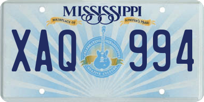 MS license plate XAQ994
